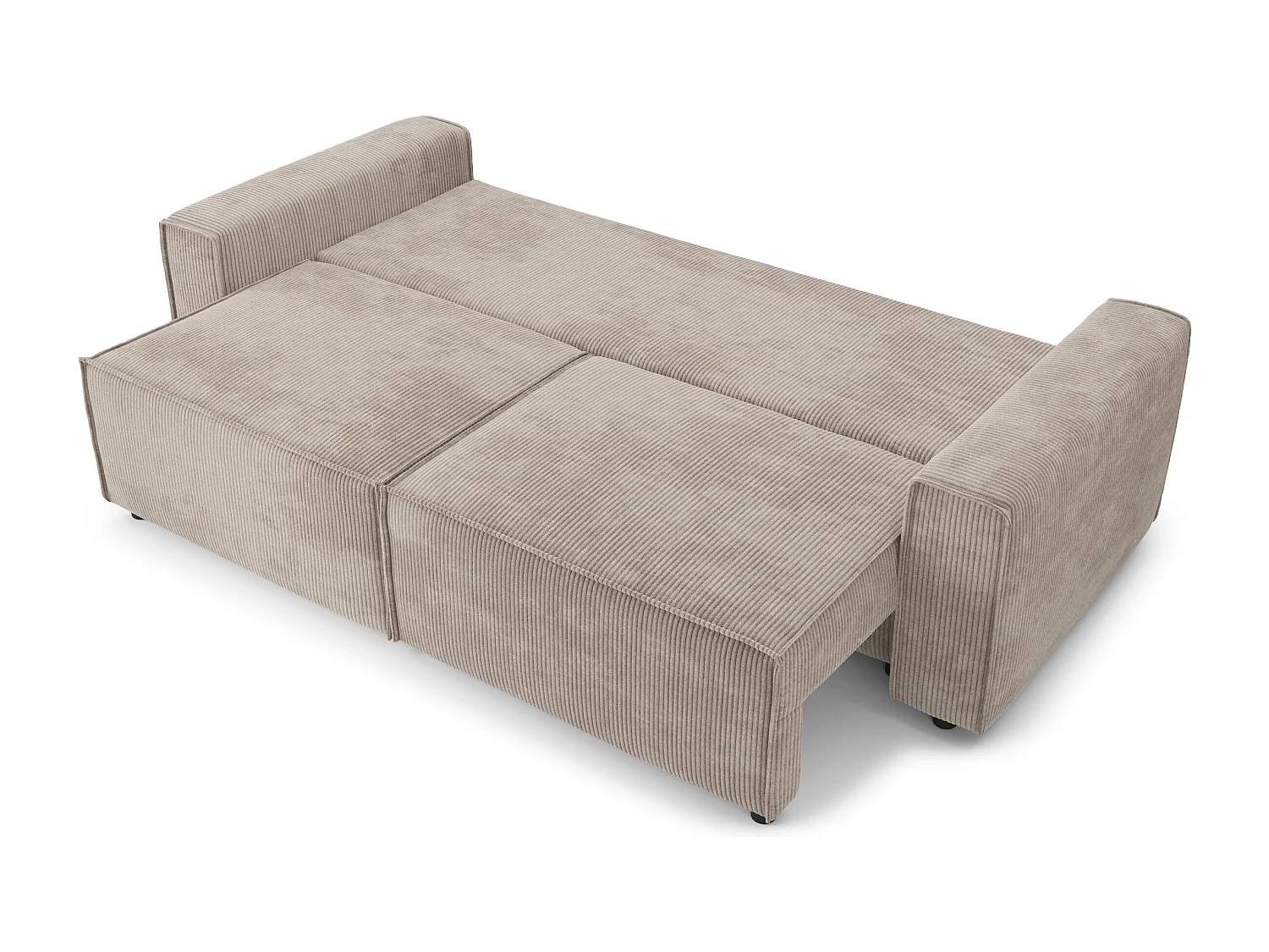 Canapé droit convertible 3 places en velours côtelé grège DURIF