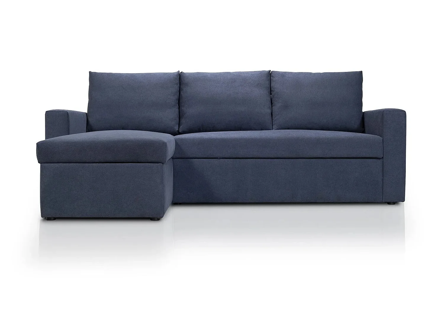 Canapé d'angle réversible convertible 4 places en tissu bleu ALEDO - MADE IN FRANCE