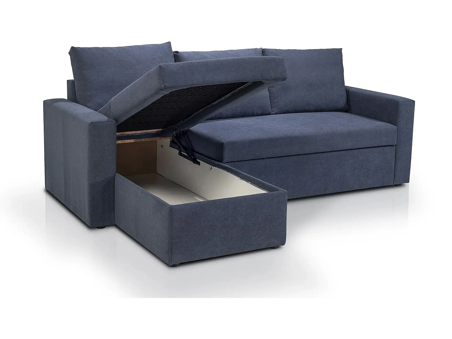 Canapé d'angle réversible convertible 4 places en tissu bleu ALEDO - MADE IN FRANCE