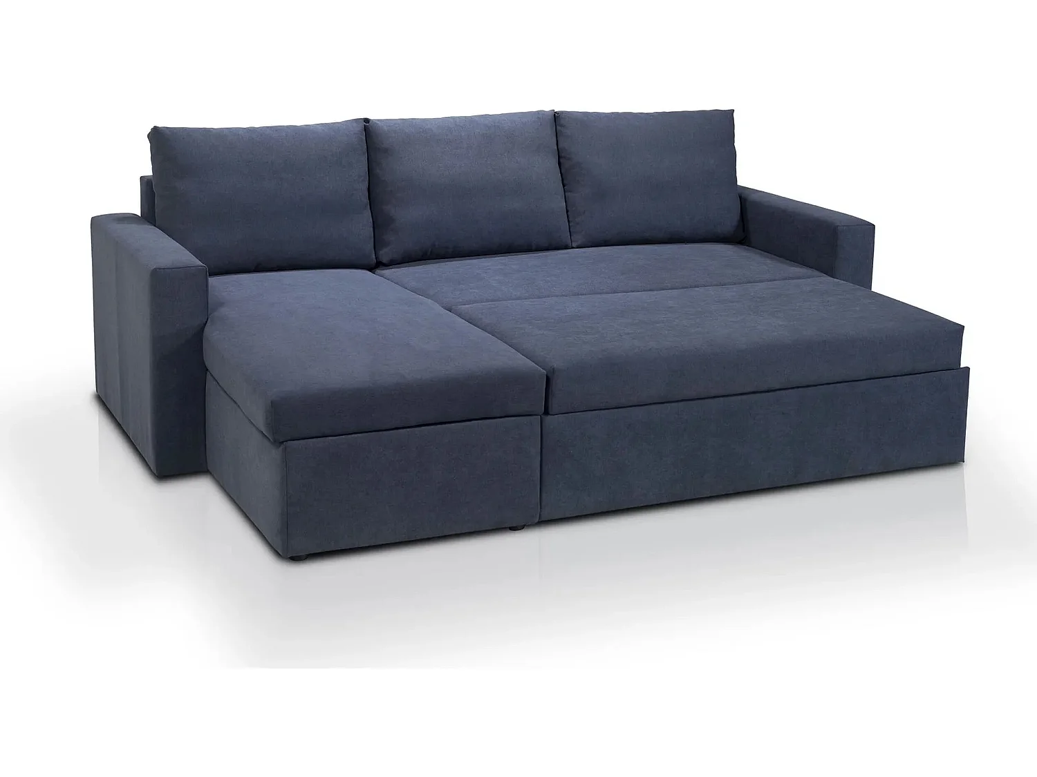 Canapé d'angle réversible convertible 4 places en tissu bleu ALEDO - MADE IN FRANCE