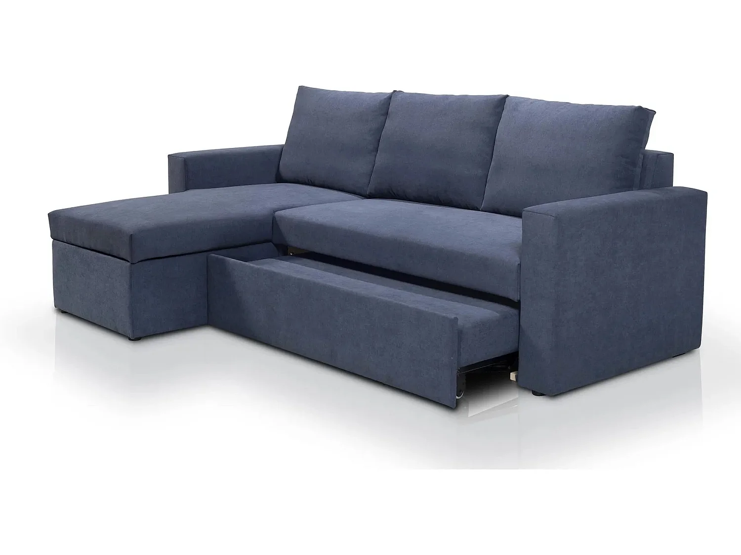 Canapé d'angle réversible convertible 4 places en tissu bleu ALEDO - MADE IN FRANCE