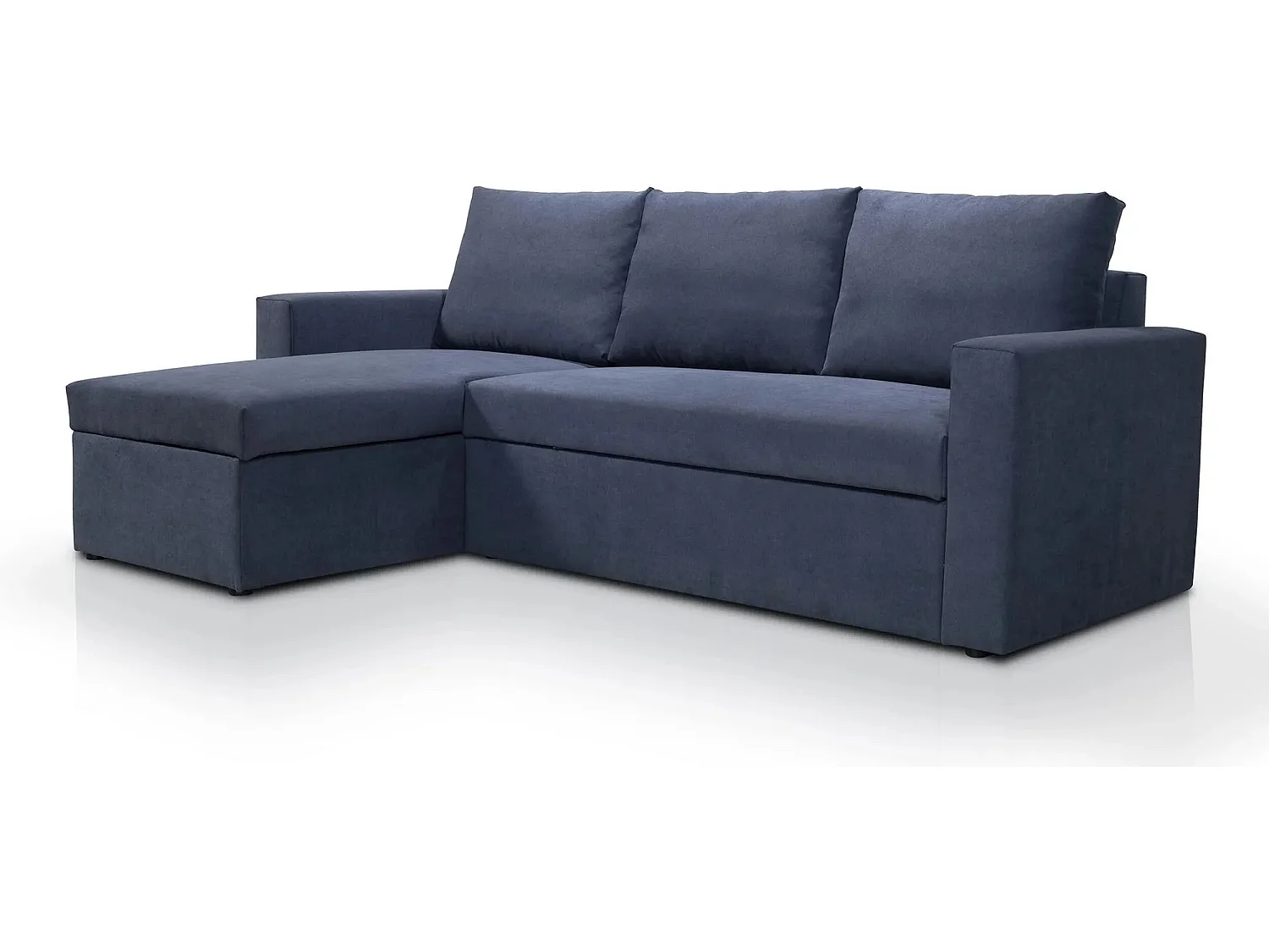 Canapé d'angle réversible convertible 4 places en tissu bleu ALEDO - MADE IN FRANCE