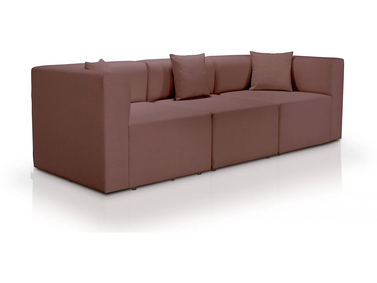 Canapé droit modulable 4 places en tissu rose PINOT - MADE IN FRANCE