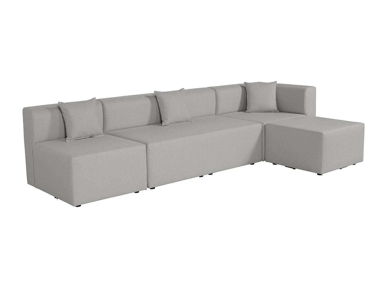 Canapé d'angle modulable 5 places en tissu gris clair PINOT - MADE IN FRANCE