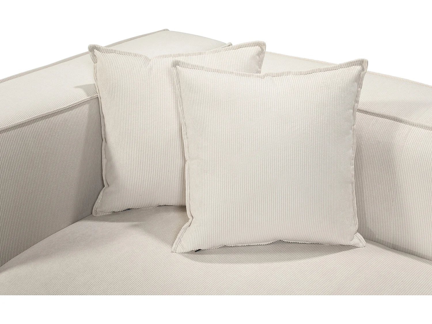 Canapé d'angle droit modulable 4 places en velours côtelé beige LIVAL - MADE IN FRANCE