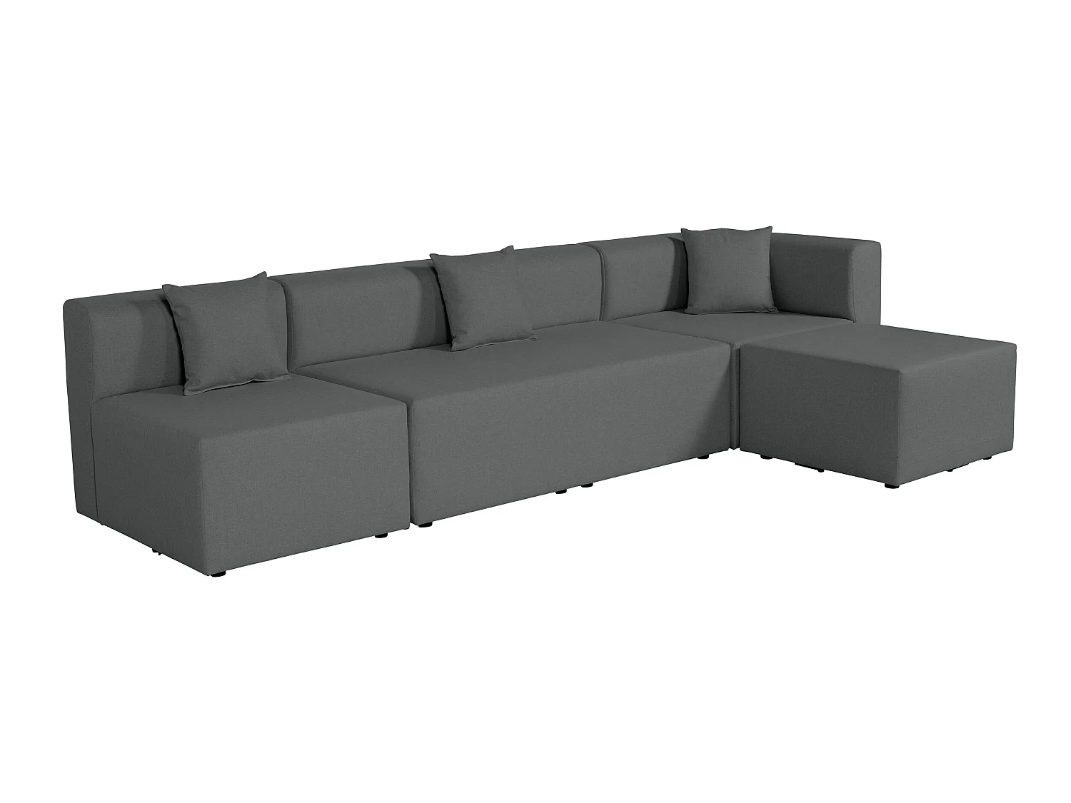 Canapé d'angle modulable 5 places en tissu gris foncé PINOT - MADE IN FRANCE