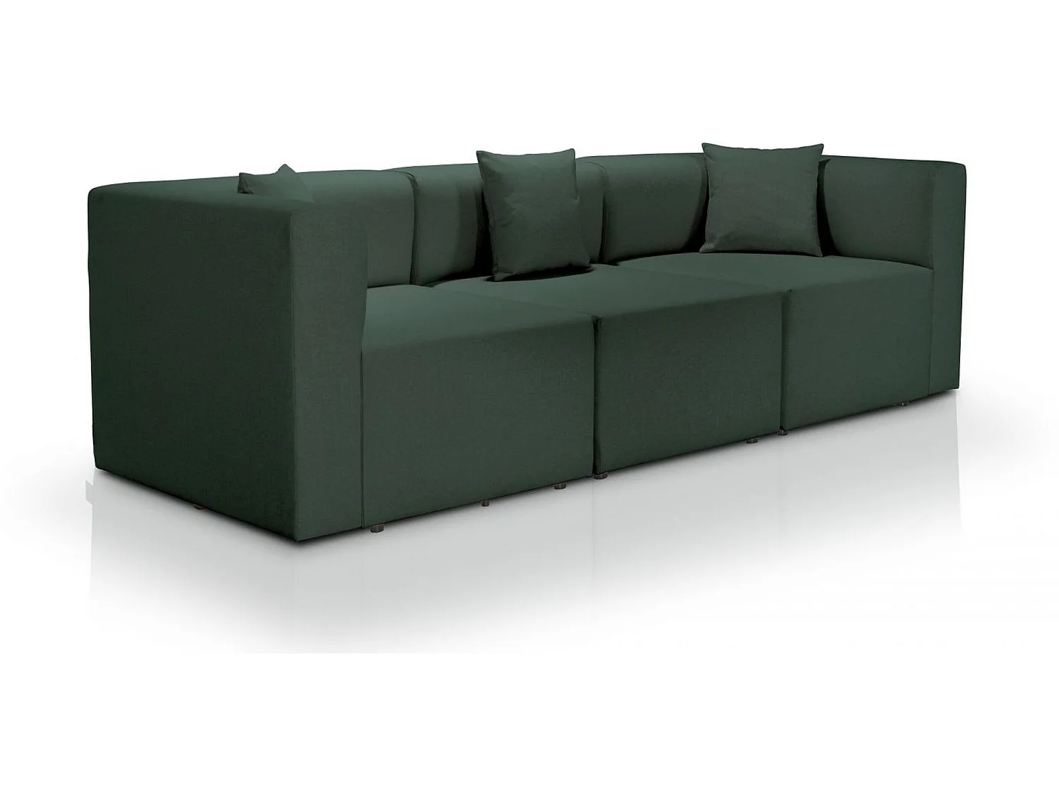 Canapé droit modulable 4 places en tissu vert PINOT - MADE IN FRANCE