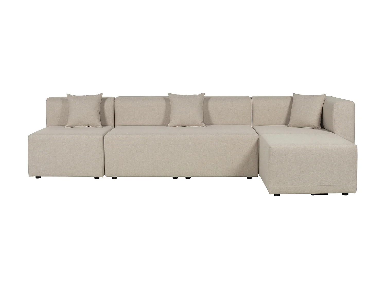 Canapé d'angle modulable 5 places en tissu beige PINOT - MADE IN FRANCE