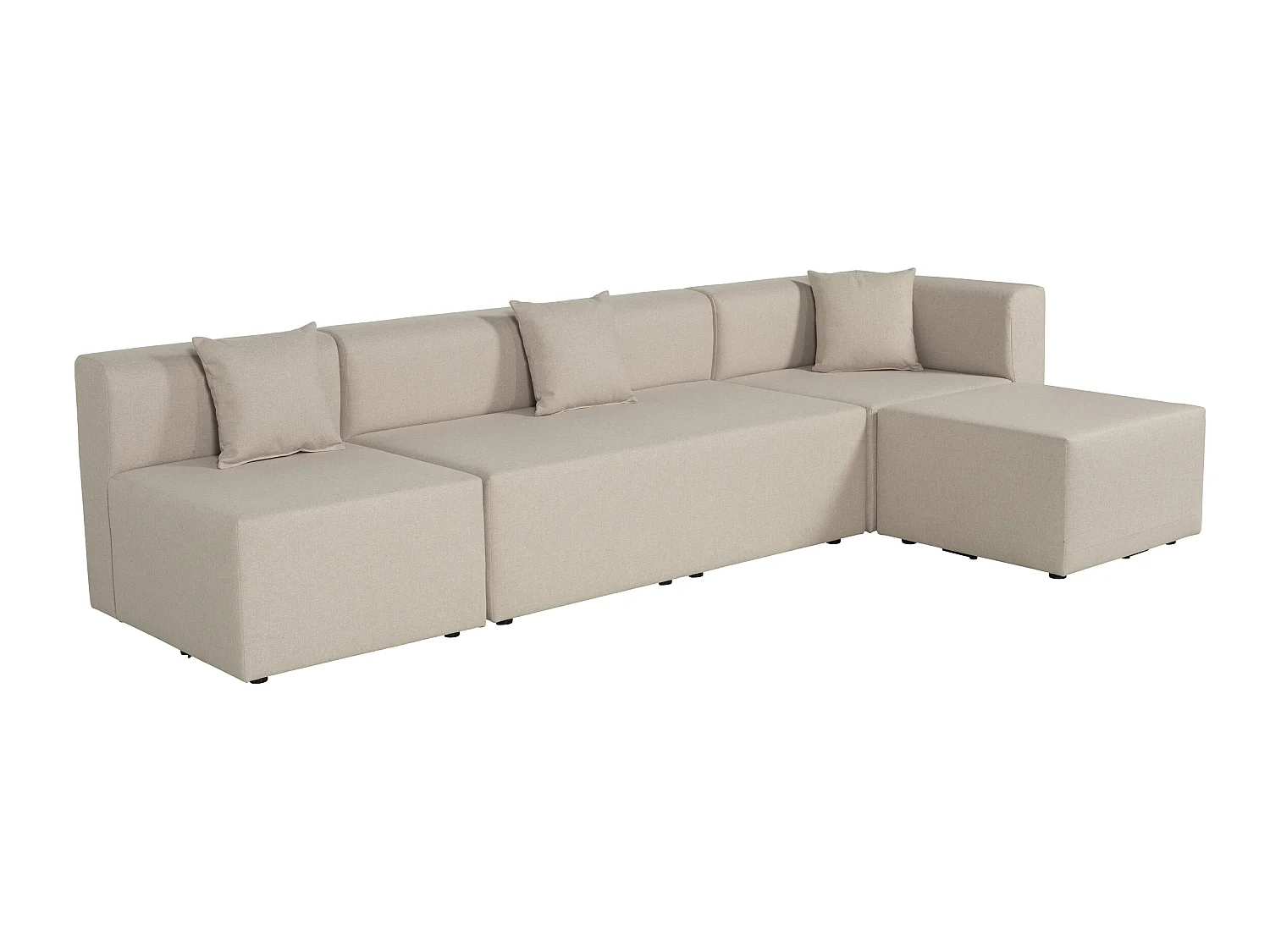 Canapé d'angle modulable 5 places en tissu beige PINOT - MADE IN FRANCE