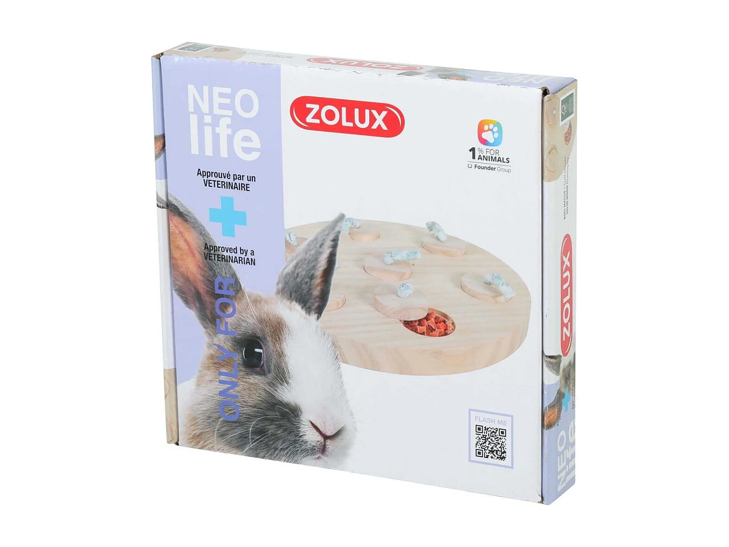 Plateau à friandises en bois pour lapin Neolife