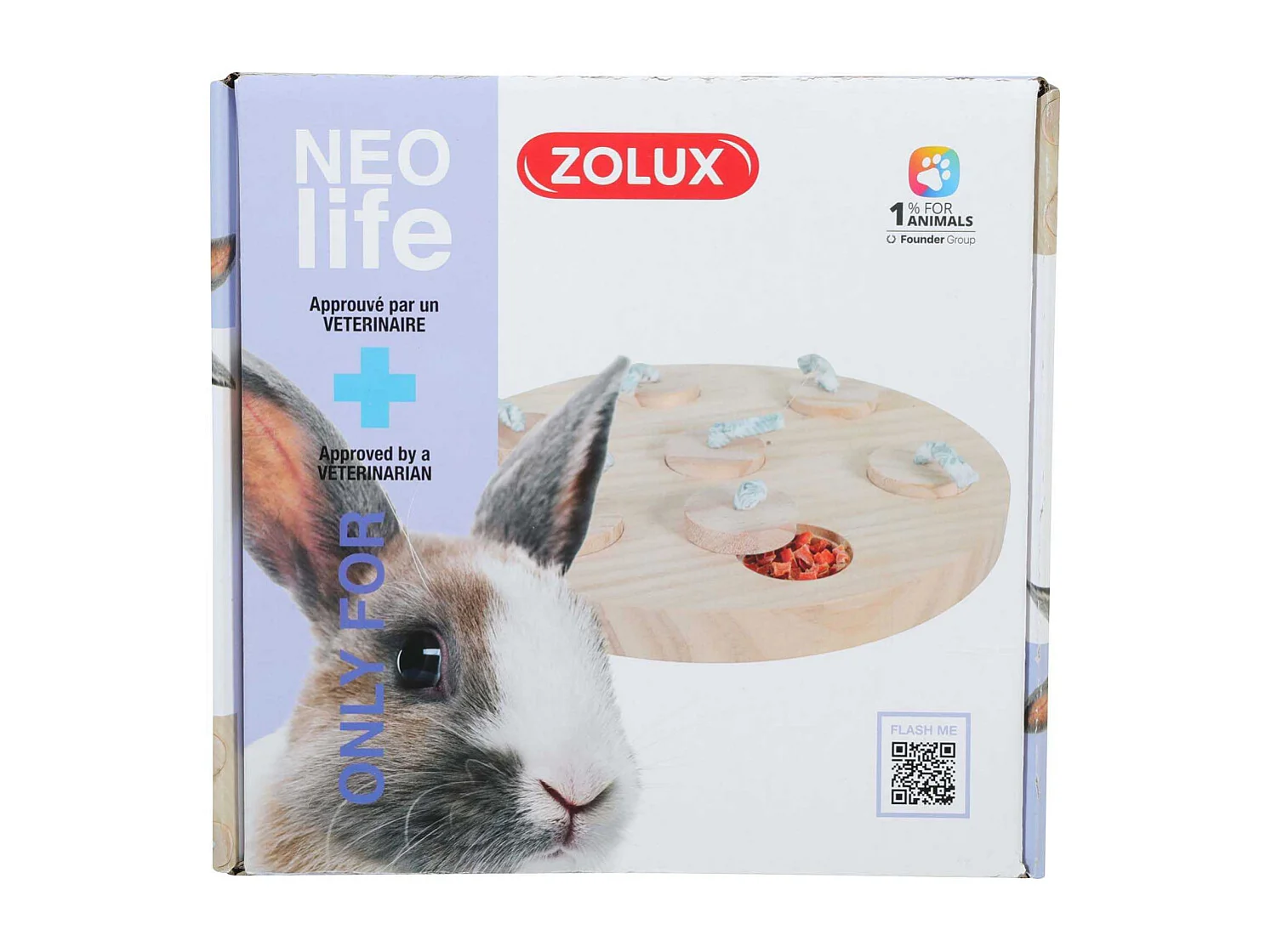 Plateau à friandises en bois pour lapin Neolife