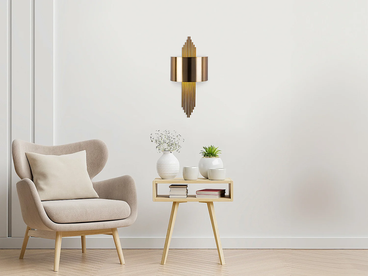 Applique art déco en métal  doré - L. 22 x H. 75 cm - SANGARIUS