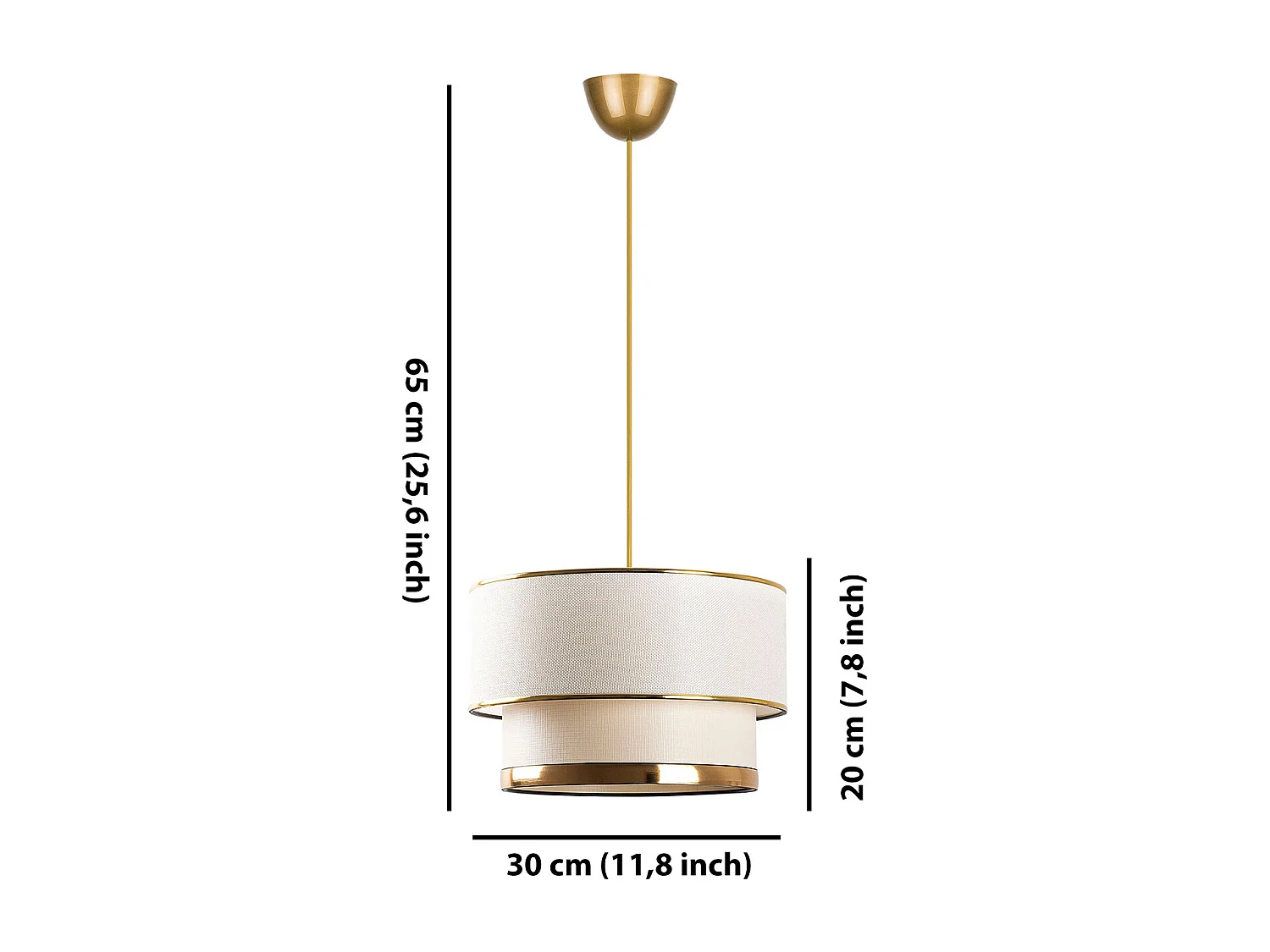 Deckenleuchte aus Metall - 30 x 65 cm - Goldfarben und Beige - RAYONA