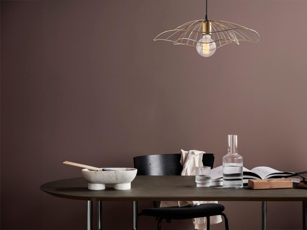 Suspension filaire vintage en métal - D. 50 x H. 30/110 cm - Doré - ATHERIA
