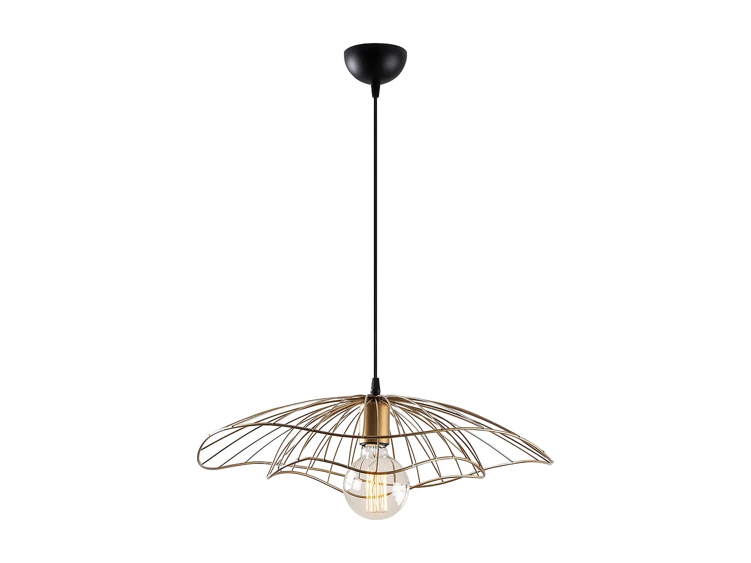 Vintage-hanglamp met draadstructuur van metaal - D50 x H110 tot 300 cm - Goudkleurig - ATHERIA