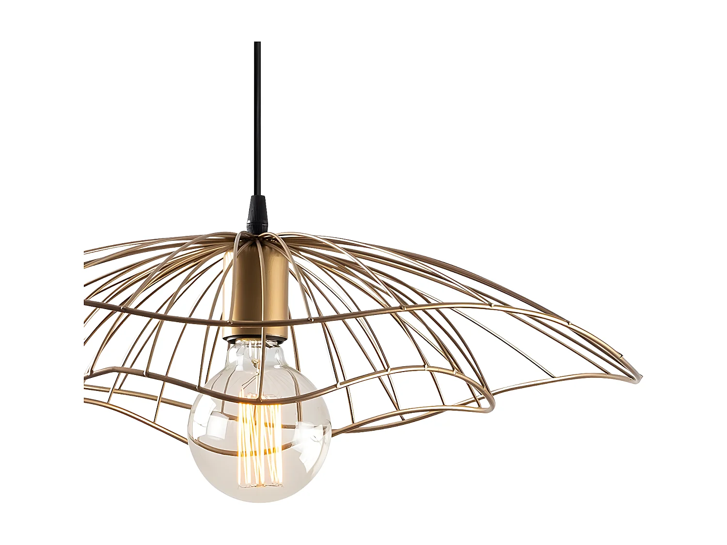 Vintage-hanglamp met draadstructuur van metaal - D50 x H110 tot 300 cm - Goudkleurig - ATHERIA