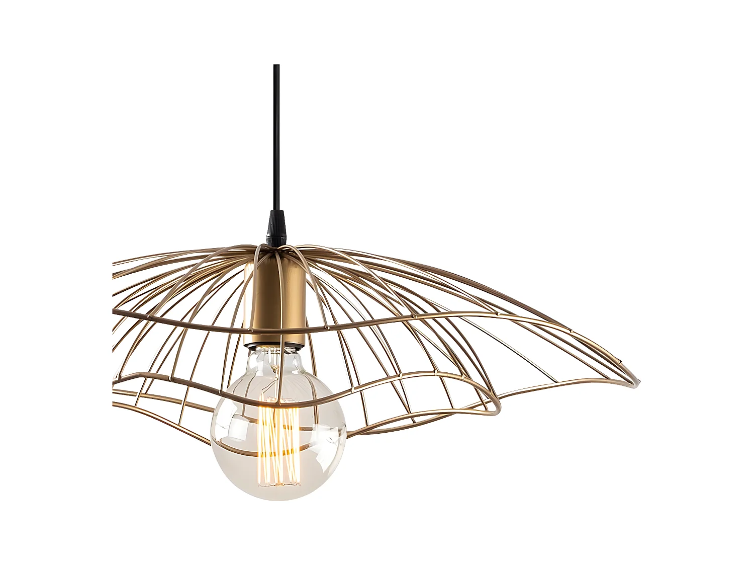 Vintage-trådophængt i metal - D. 50 x H. 30/110 cm - Gylden - ATHERIA