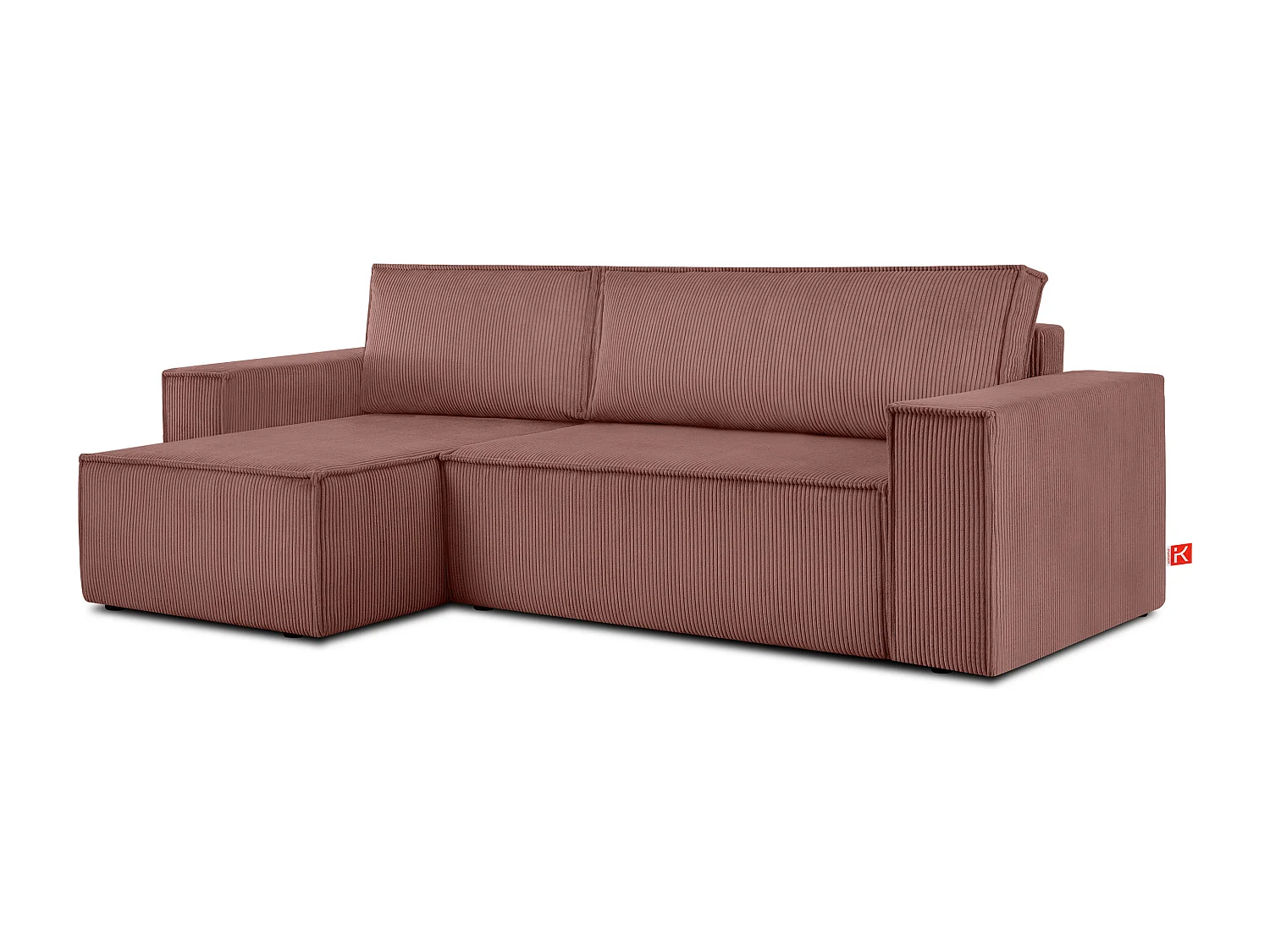 Ecksofa Big links/rechts - Schlaffunktion mit Cordbezug - Rosa - NAPI