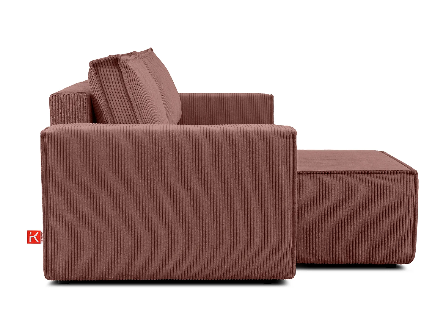 Ecksofa Big links/rechts - Schlaffunktion mit Cordbezug - Rosa - NAPI