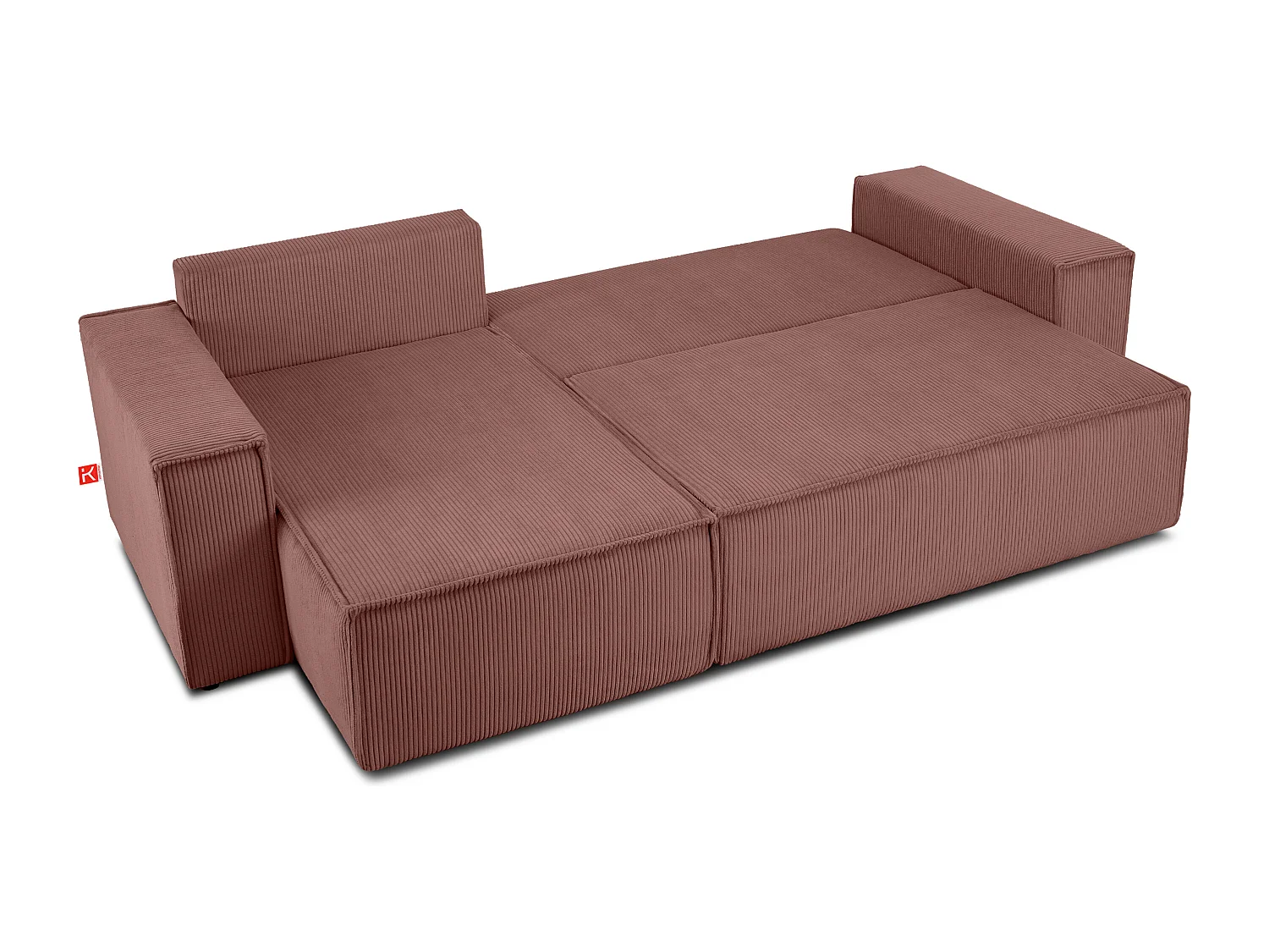 Ecksofa Big links/rechts - Schlaffunktion mit Cordbezug - Rosa - NAPI