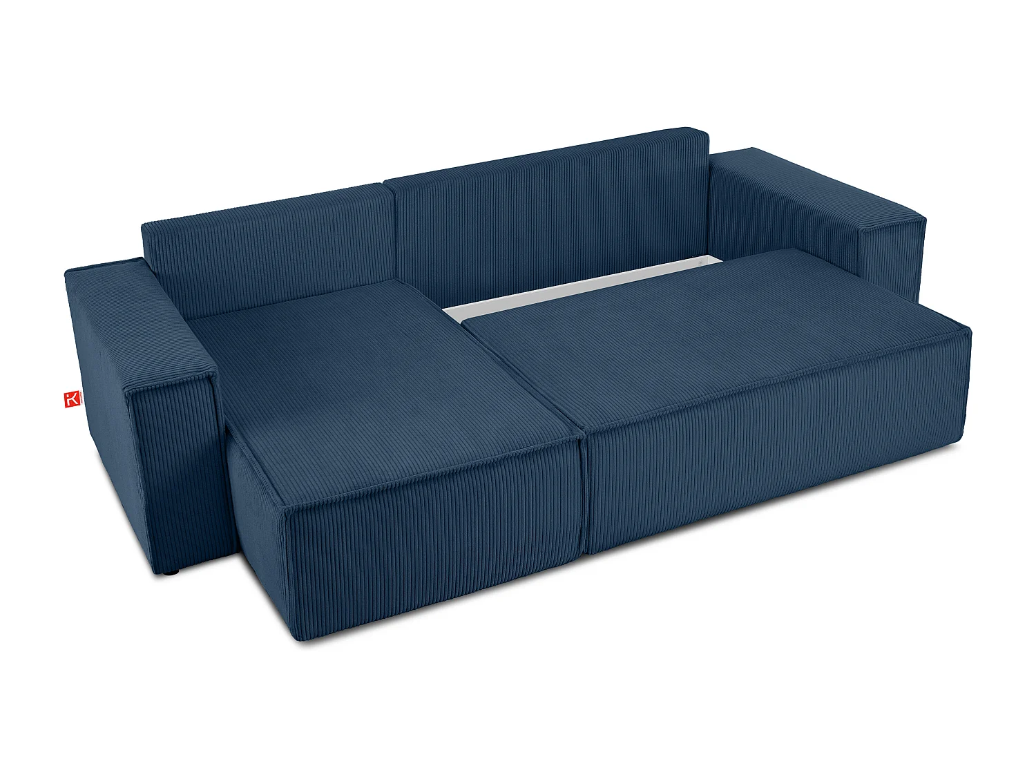 Ecksofa Big links/rechts - Schlaffunktion mit Cordbezug - blau - NAPI