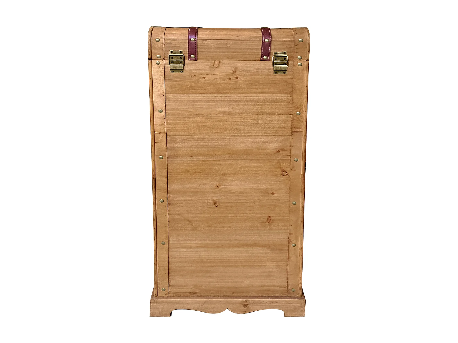 Mueble botellero con baúl de madera de abeto y MDF - L.43 x Alt. .100 cm - Natural - CAVINA