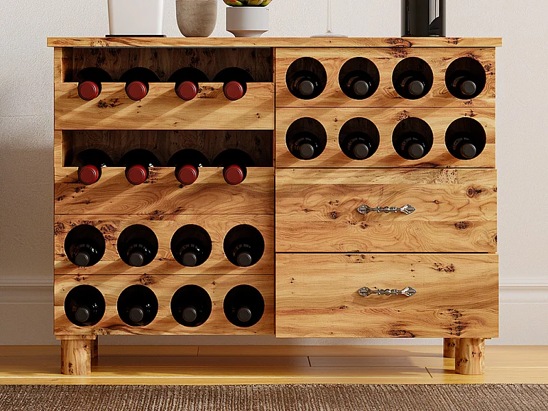 Flaschenregal - Tannenholz & MDF - 90 x 32 x 69 cm - Holzfarben - RIOJA