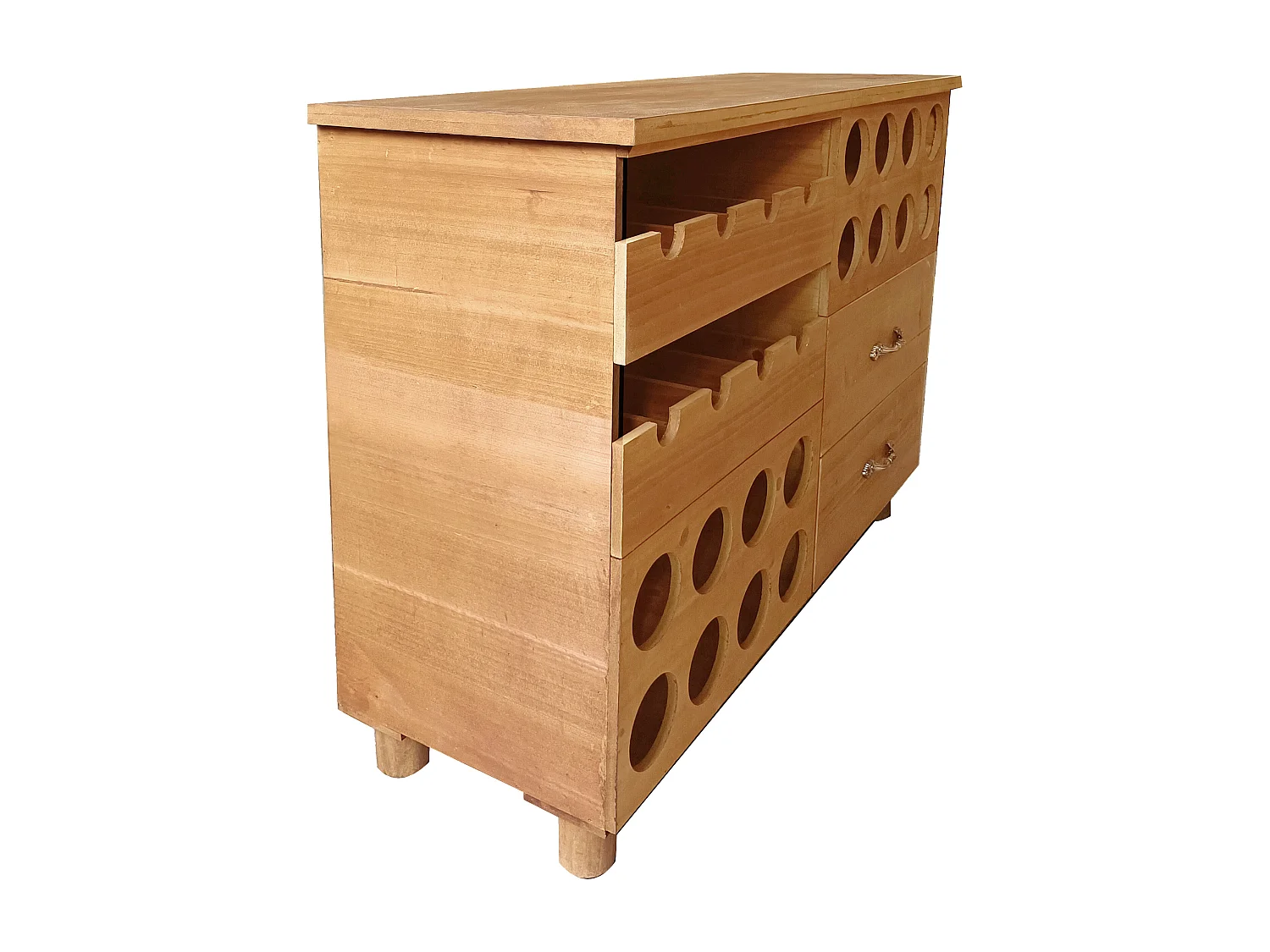 Flaschenregal - Tannenholz & MDF - 90 x 32 x 69 cm - Holzfarben - RIOJA