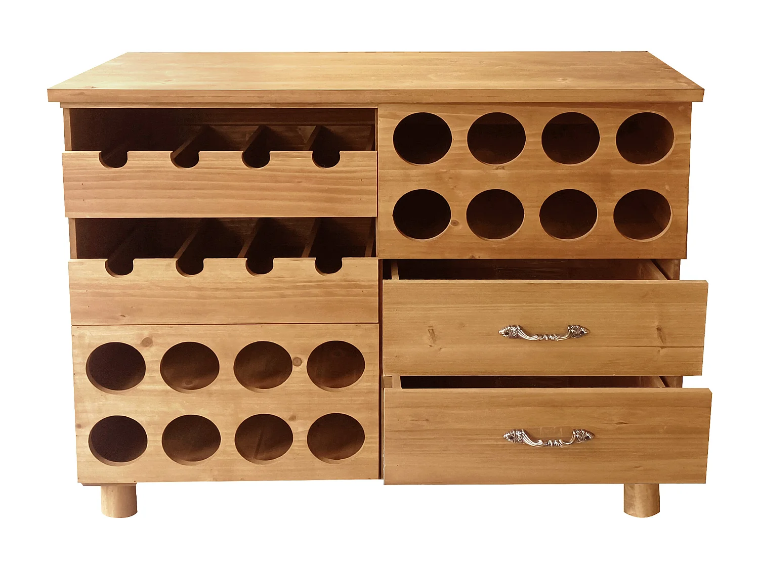 Flaschenregal - Tannenholz & MDF - 90 x 32 x 69 cm - Holzfarben - RIOJA
