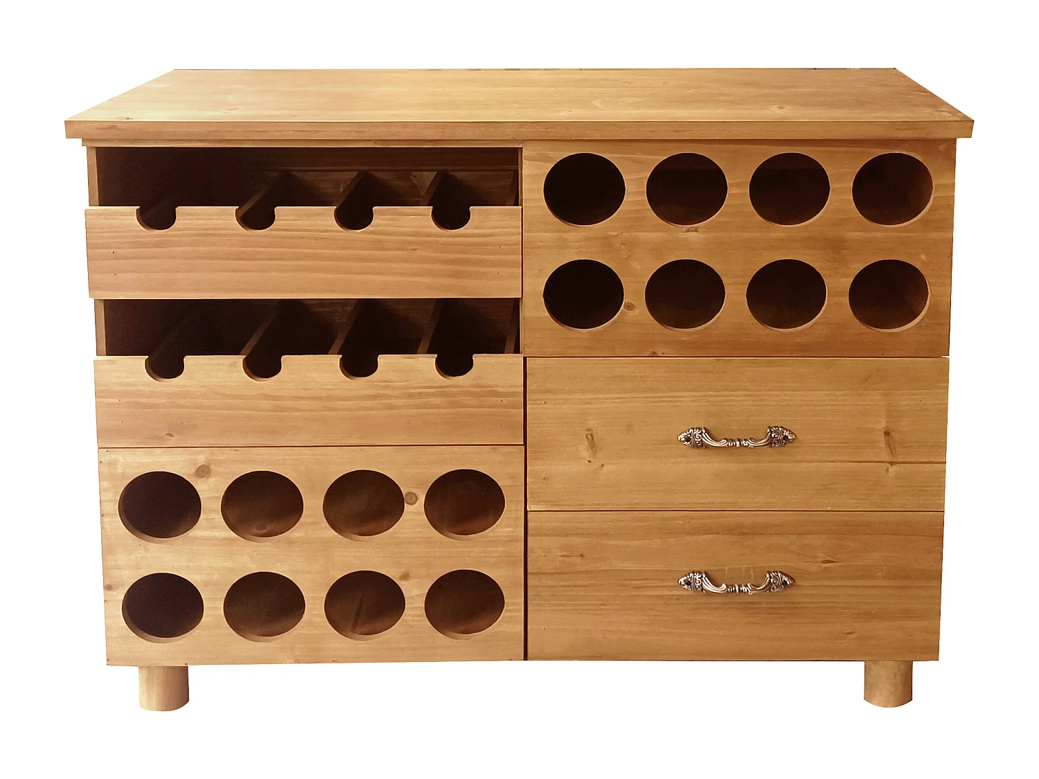 Flaschenregal - Tannenholz & MDF - 90 x 32 x 69 cm - Holzfarben - RIOJA