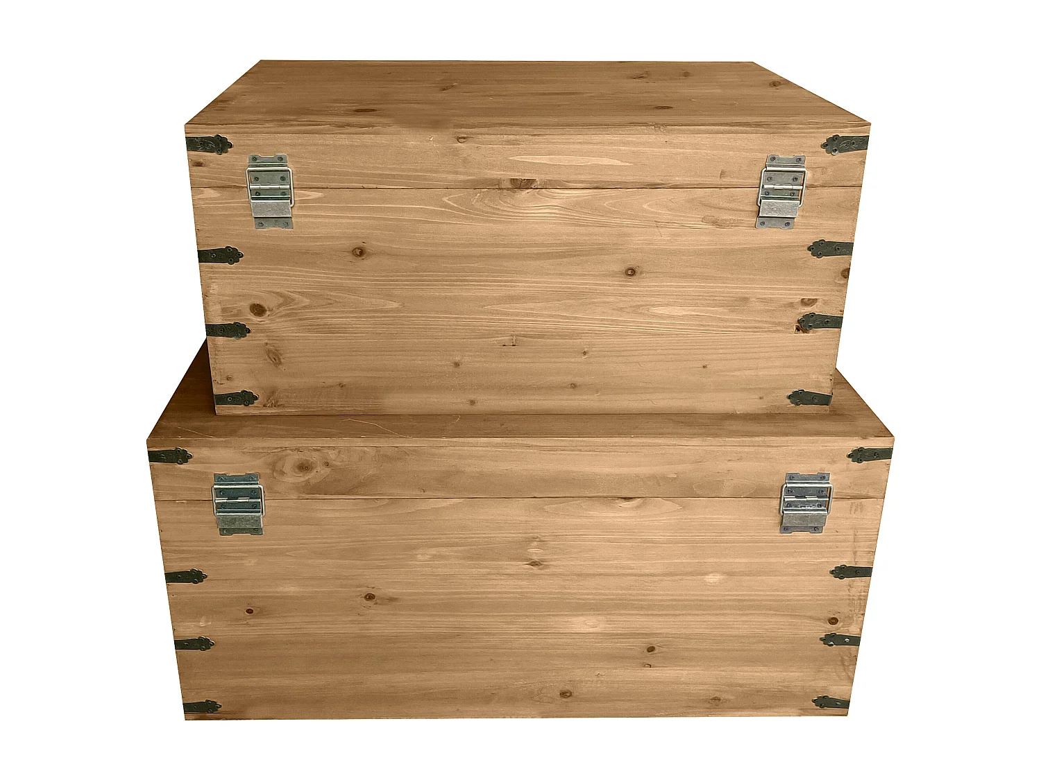 2er-Set Koffer - Tannenholz & MDF - 70 x 46 x 35 cm & 60 x 38 x 30 cm - Holzfarben - MALOUEN