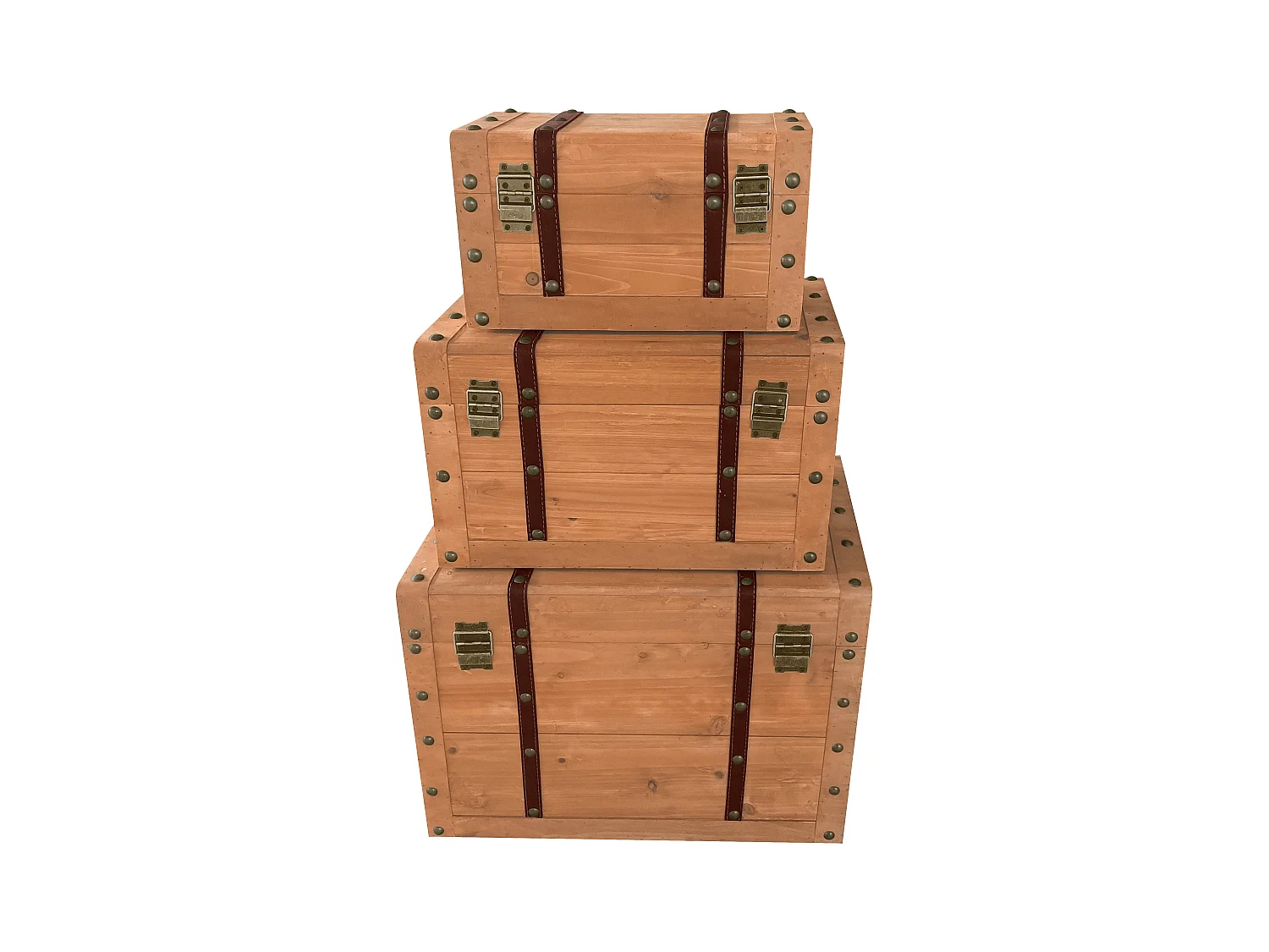 Set van 3 koffers van grenen en mdf - 3 afmetingen - Naturel - ESPARTA