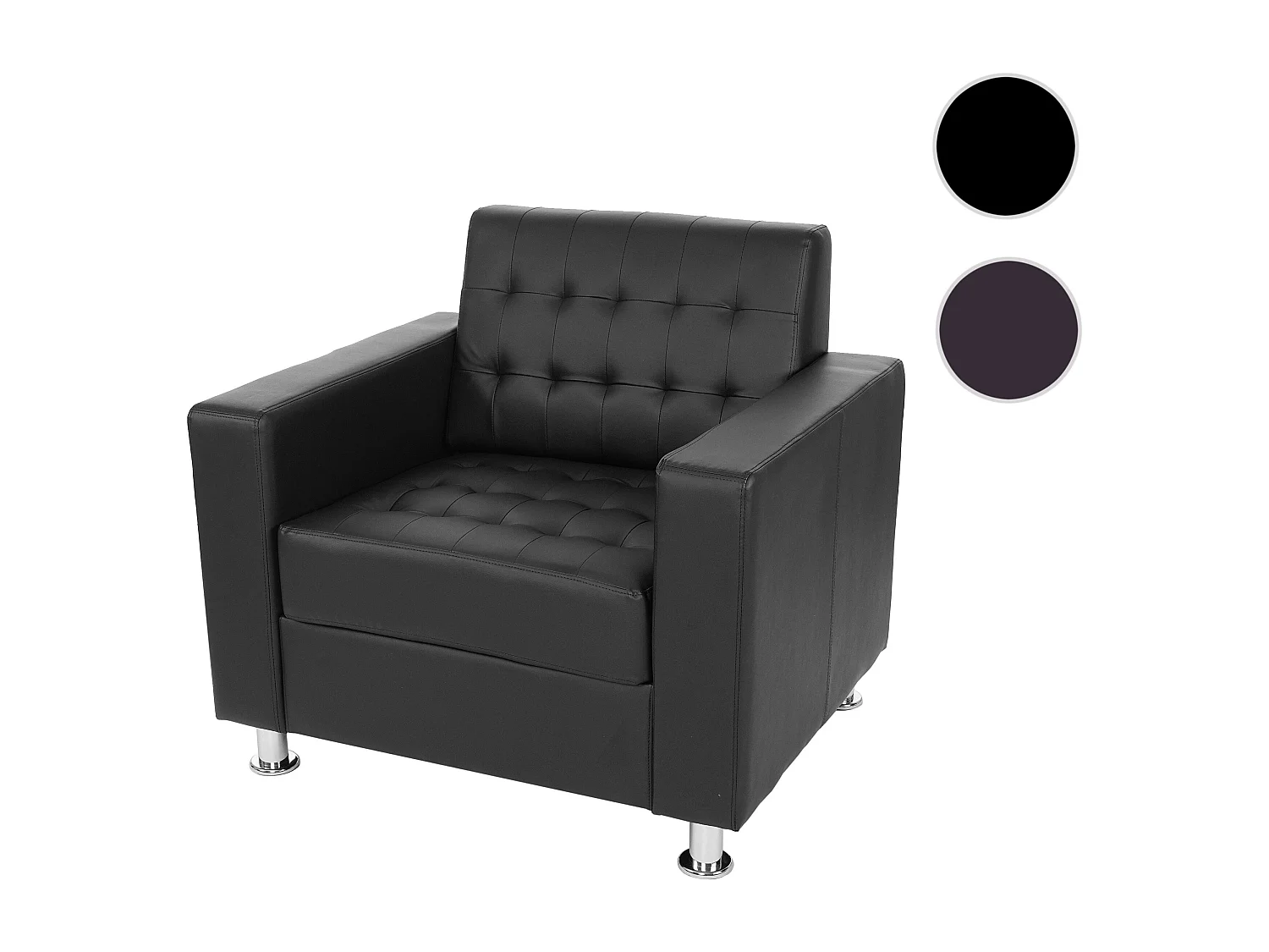 Fauteuil Pori,  similicuir, noir