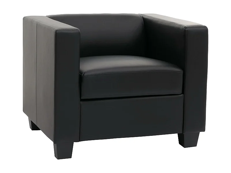 Poltrona sofa lounge moderno elegante serie Lille M65 75x86x70cm ecopelle nero