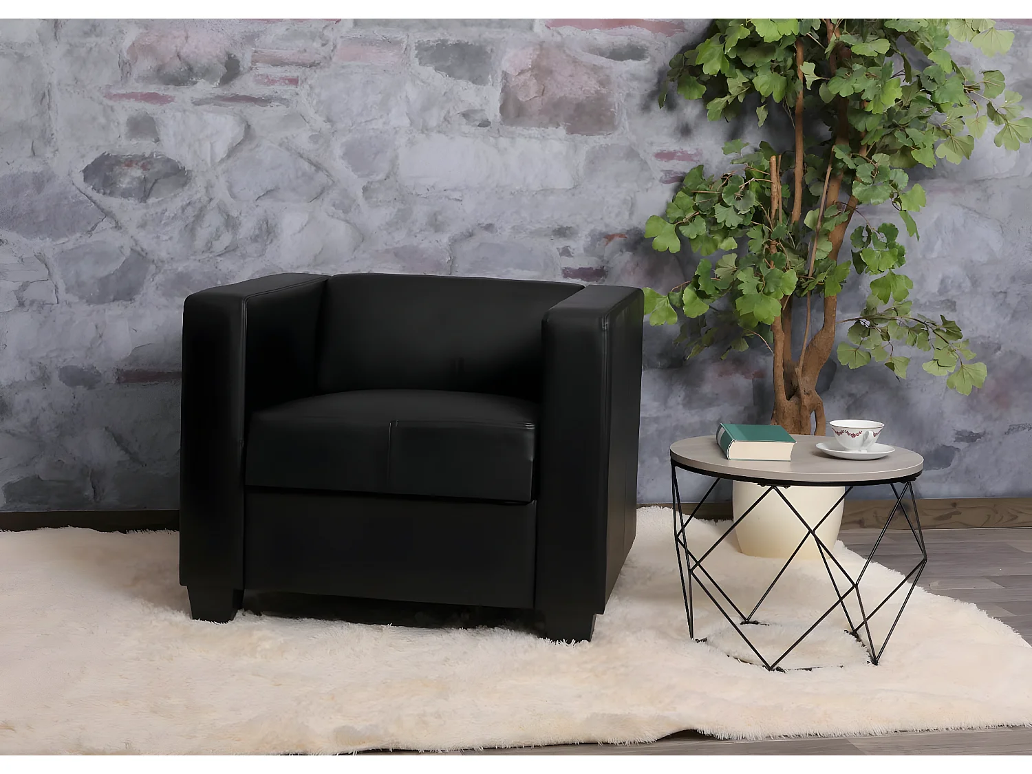 Fauteuil Loungefauteuil Lille,  kunstleer, zwart