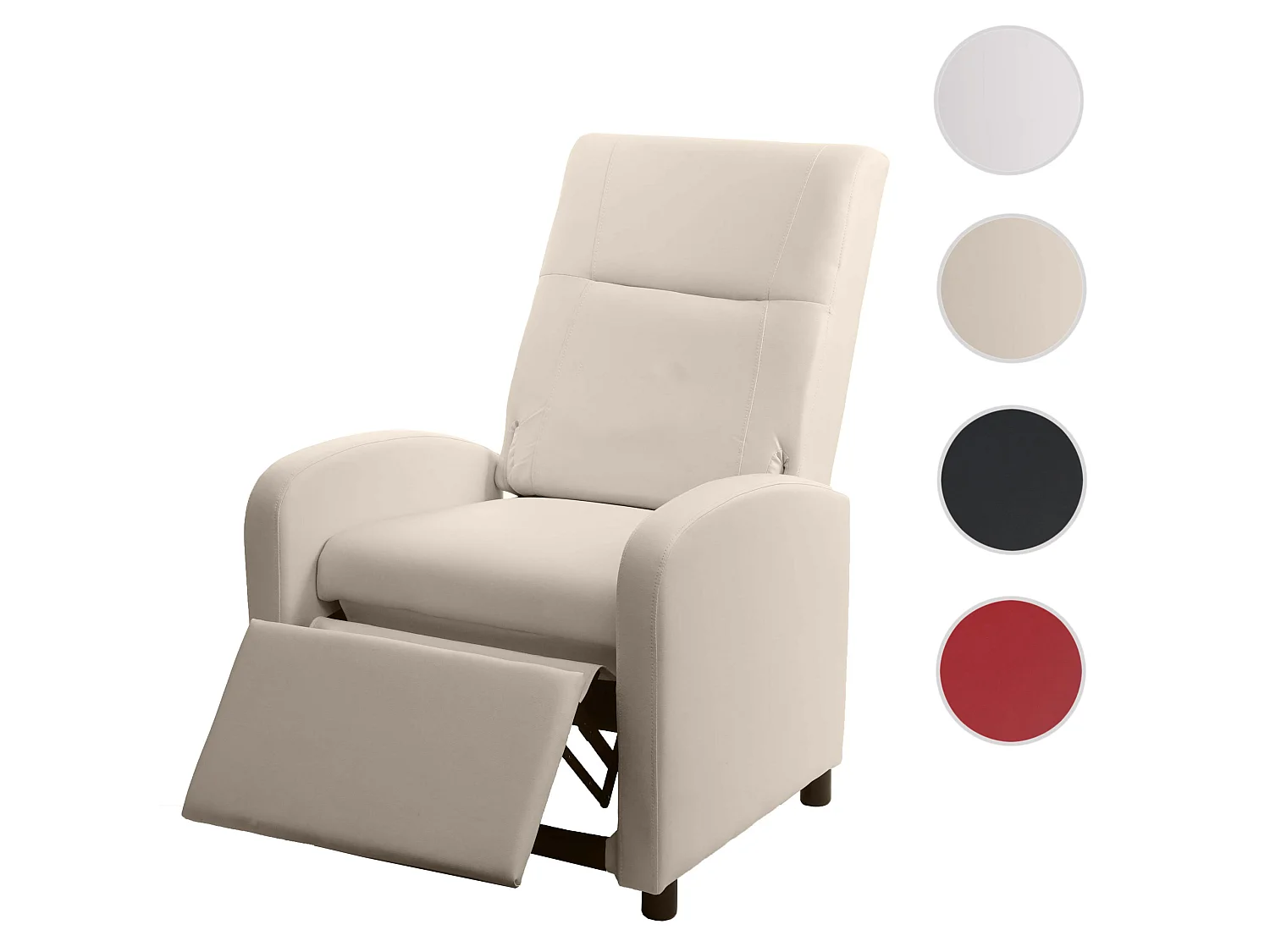 Poltrona relax reclinabile TV MCW-H18 regolabile ecopelle 75x70x99cm avorio