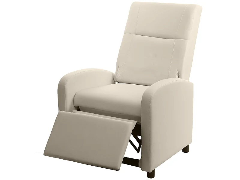 Poltrona relax reclinabile TV MCW-H18 regolabile ecopelle 75x70x99cm avorio