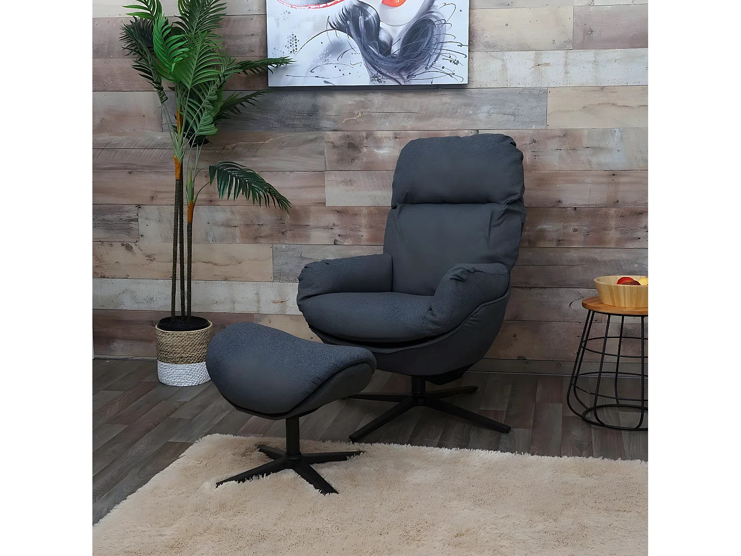 Leżanka + taboret obrotowy MCW-L12,  ciemnoszary