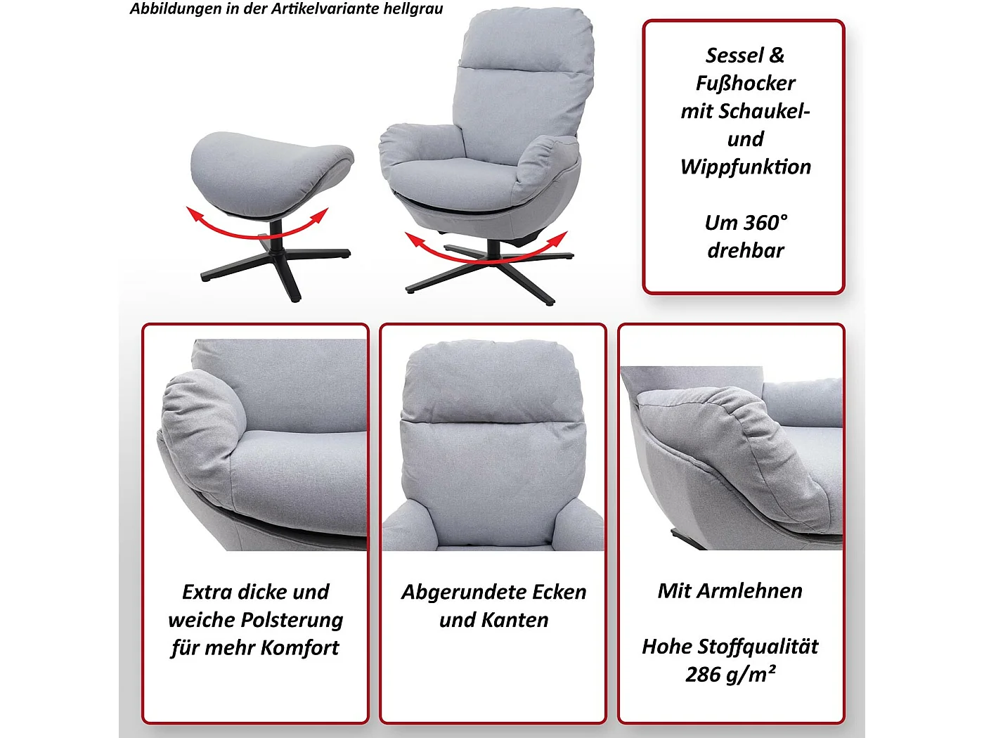 Leżanka + taboret obrotowy MCW-L12,  ciemnoszary