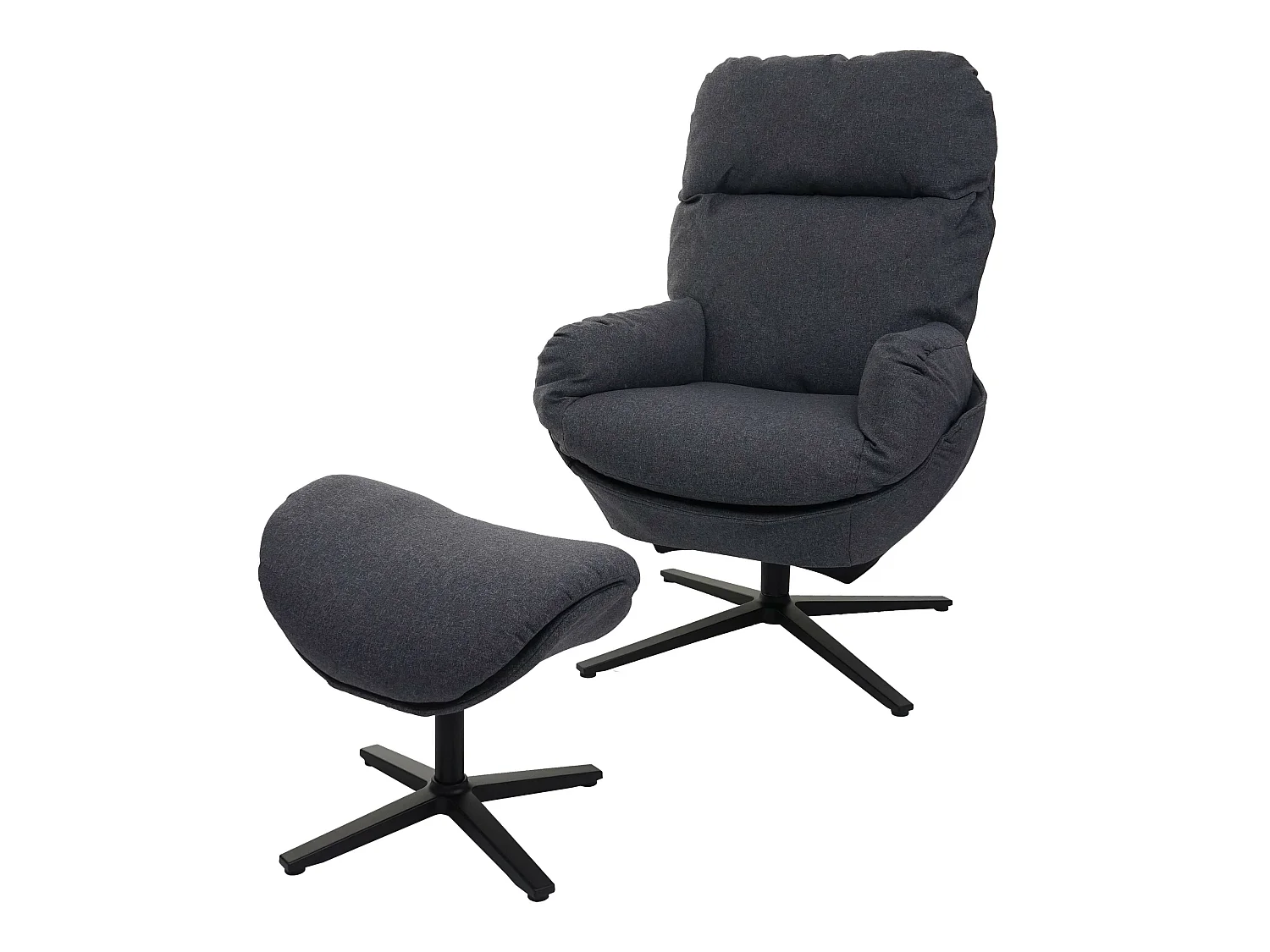 Fauteuil relax + pouf MCW-L12 pivotant,  gris foncé