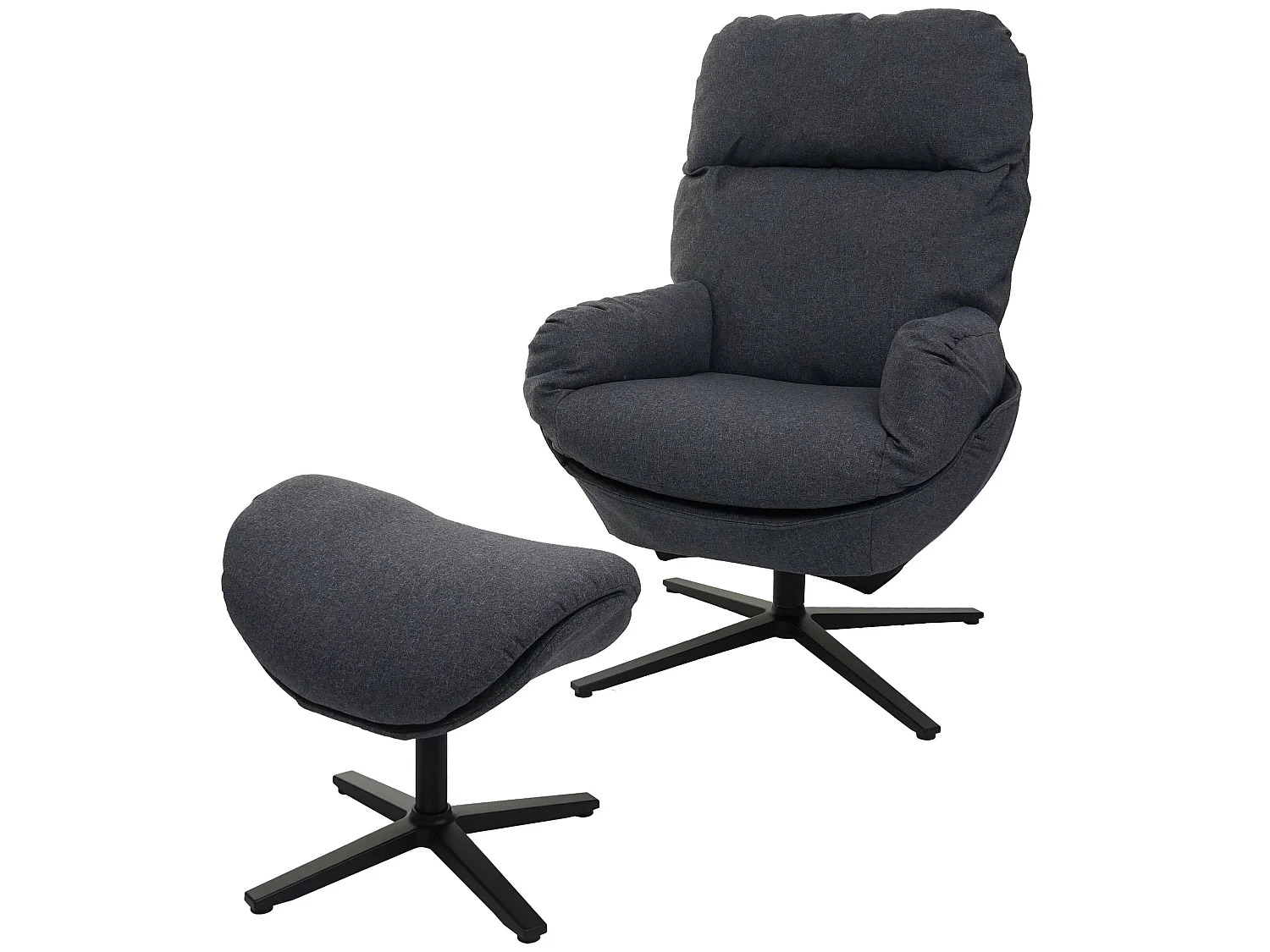 Fauteuil relax + pouf MCW-L12 pivotant,  gris foncé