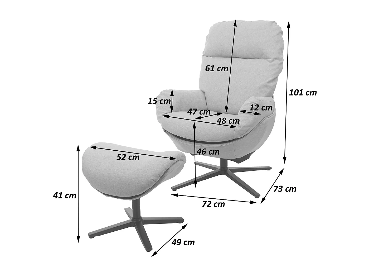 Leżanka + taboret obrotowy MCW-L12,  ciemnoszary