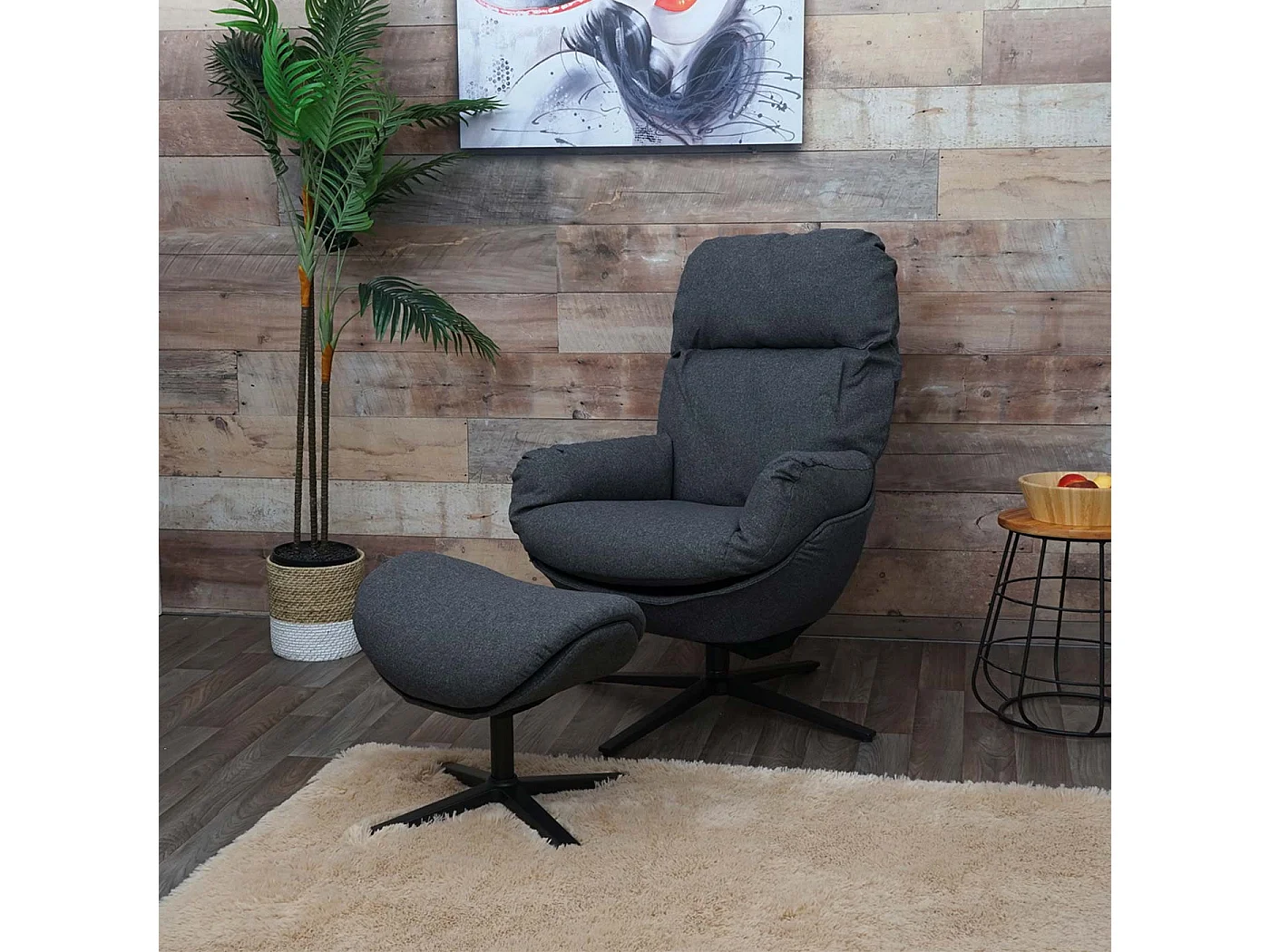 Leżanka + taboret obrotowy MCW-L12,  ciemnoszary