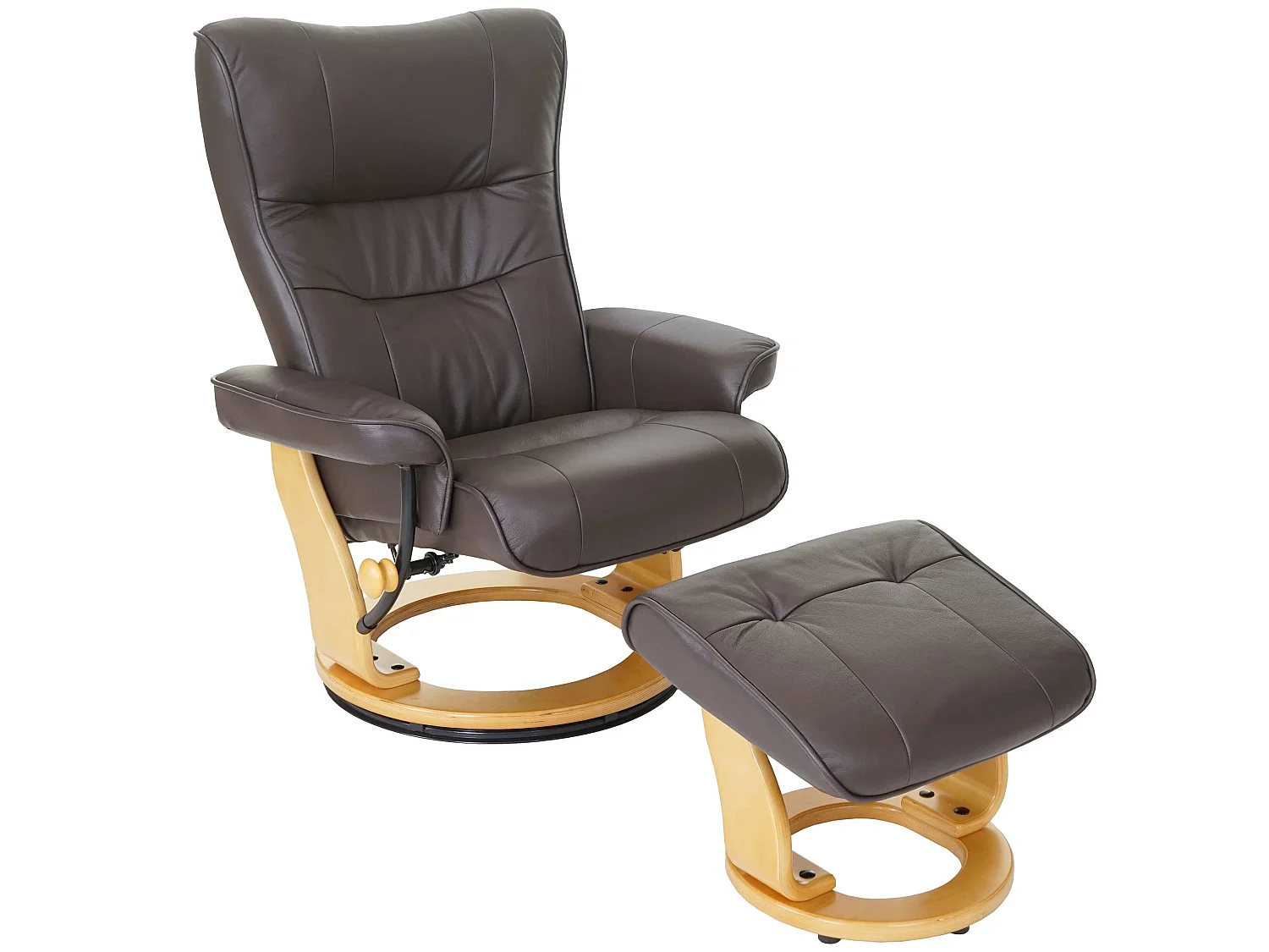 Relaxfauteuil Edmonton met voetenbank,  bruin, natuurlijk bruin