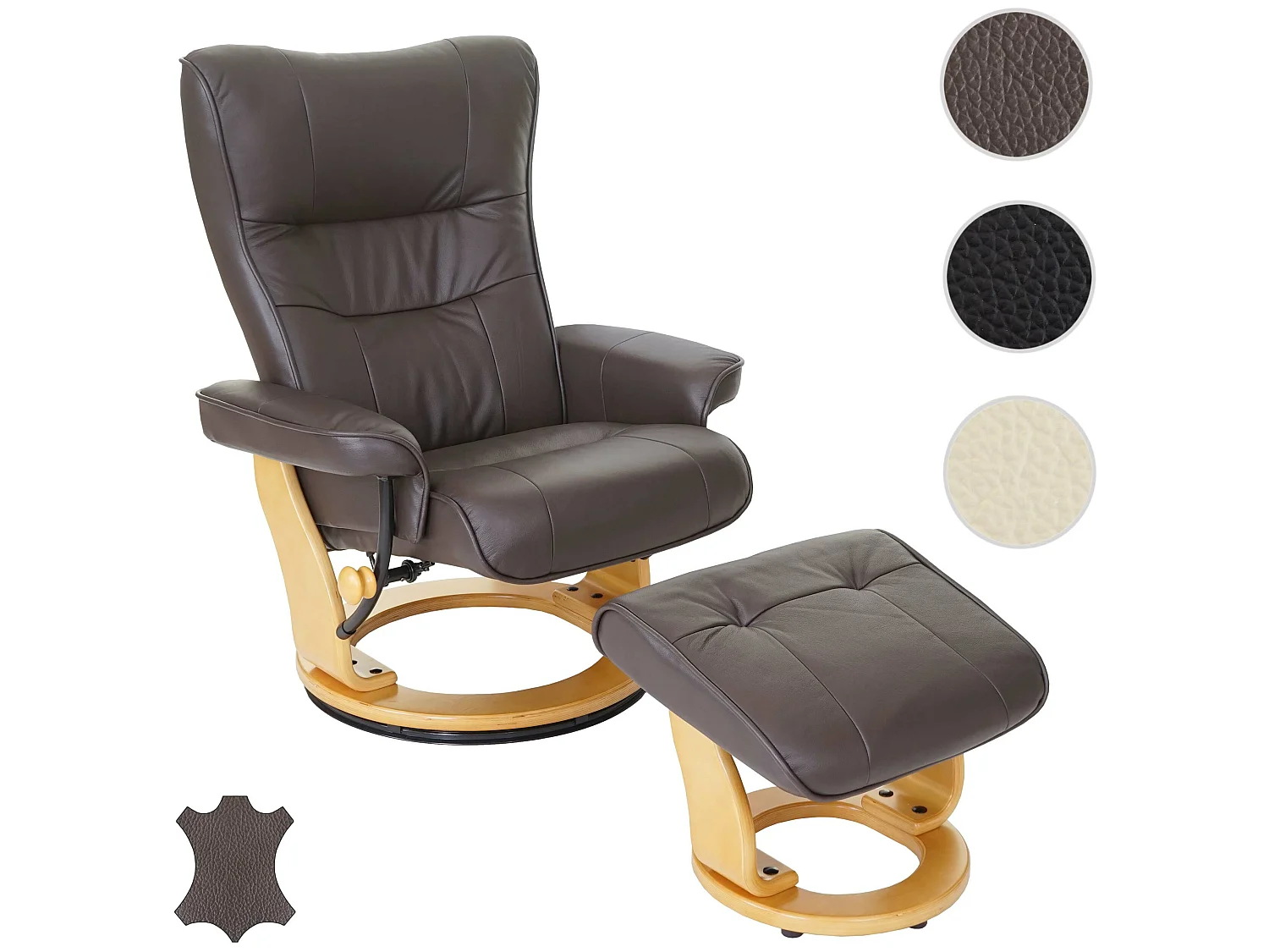 Relaxfauteuil Edmonton met voetenbank,  bruin, natuurlijk bruin