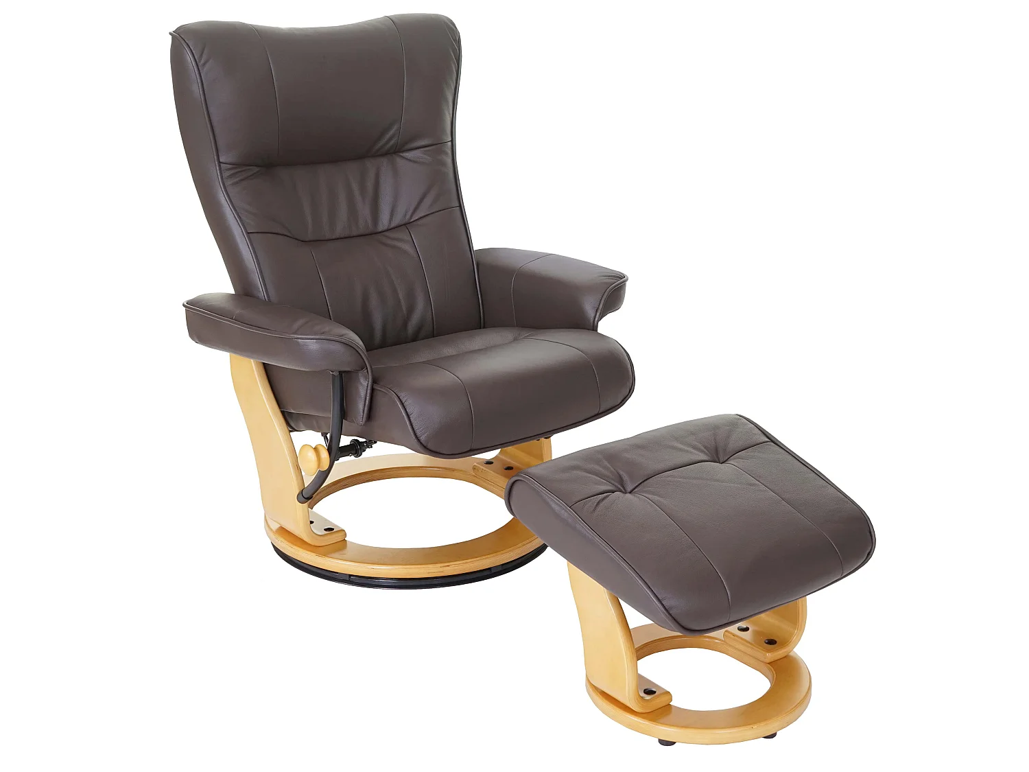 Relaxfauteuil Edmonton met voetenbank,  bruin, natuurlijk bruin