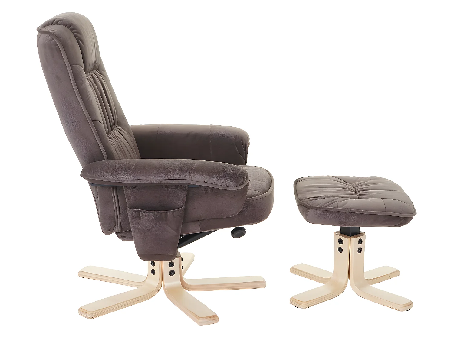 Relaxfauteuil H56 met voetenbank,  imitatie suède bruin
