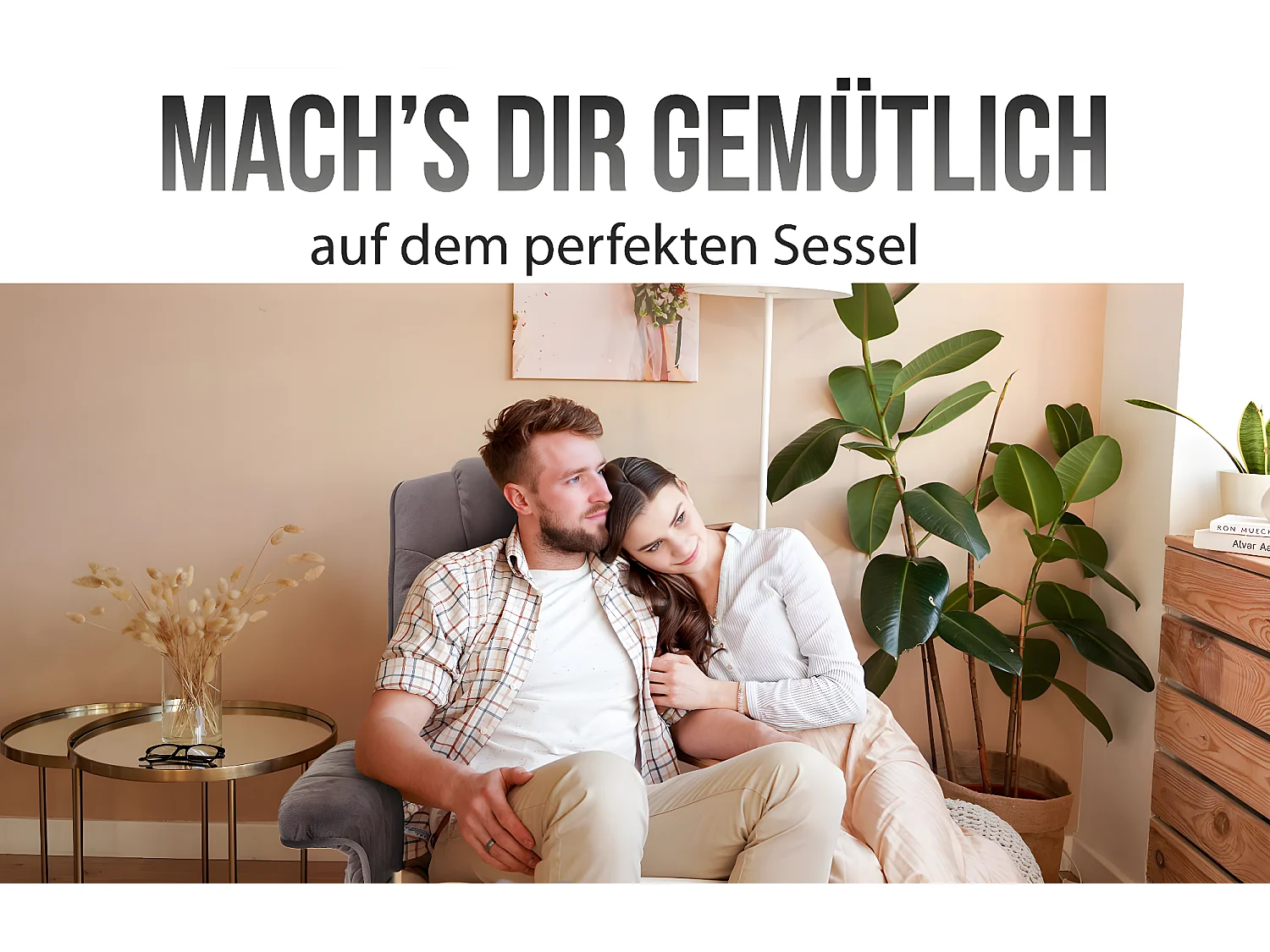 Relaxfauteuil H56 met voetenbank,  imitatie suède bruin