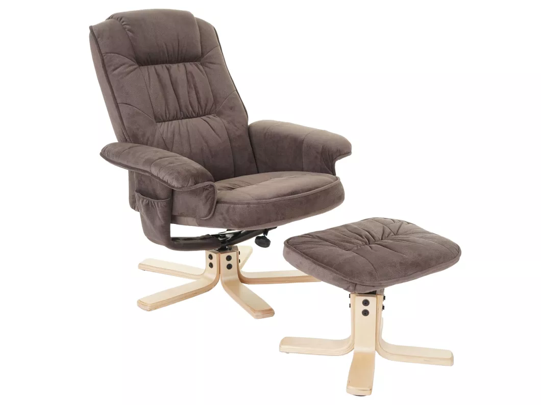 Kauf Unique Relaxsessel H56 mit Hocker, Wildlederimitat braun