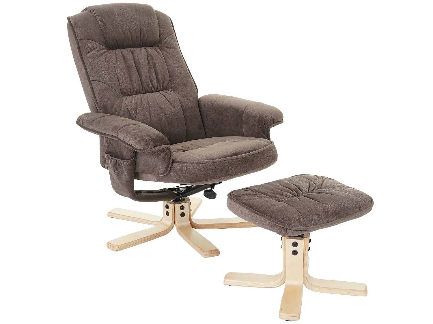 Fauteuil relax H56 avec pouf,  imitation daim